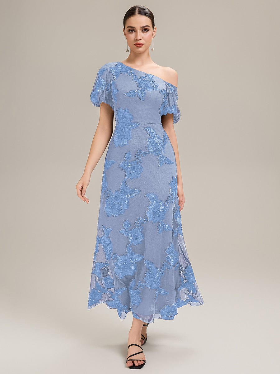 Mesh Embroidered Mermaid Evening Dress #color_Ice Blue