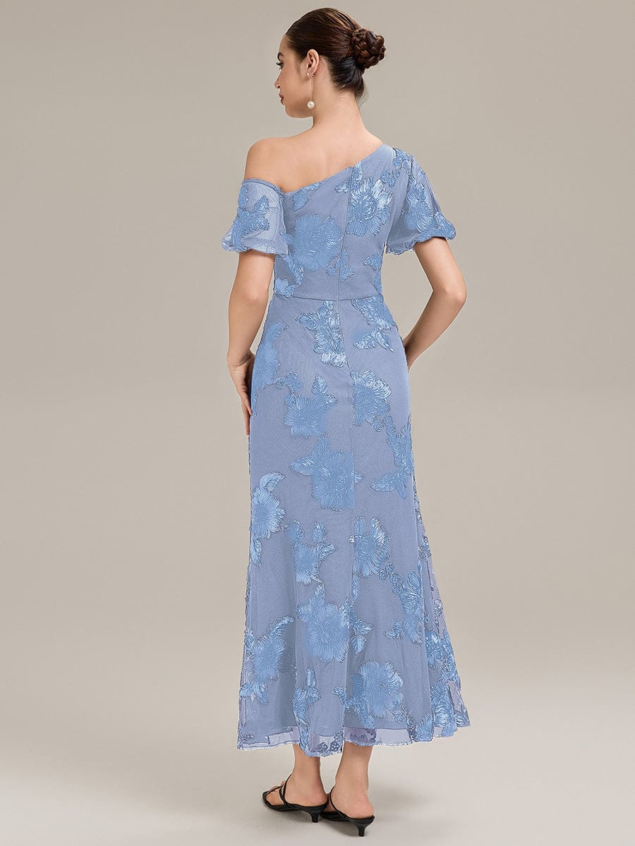 Mesh Embroidered Mermaid Evening Dress #color_Ice Blue