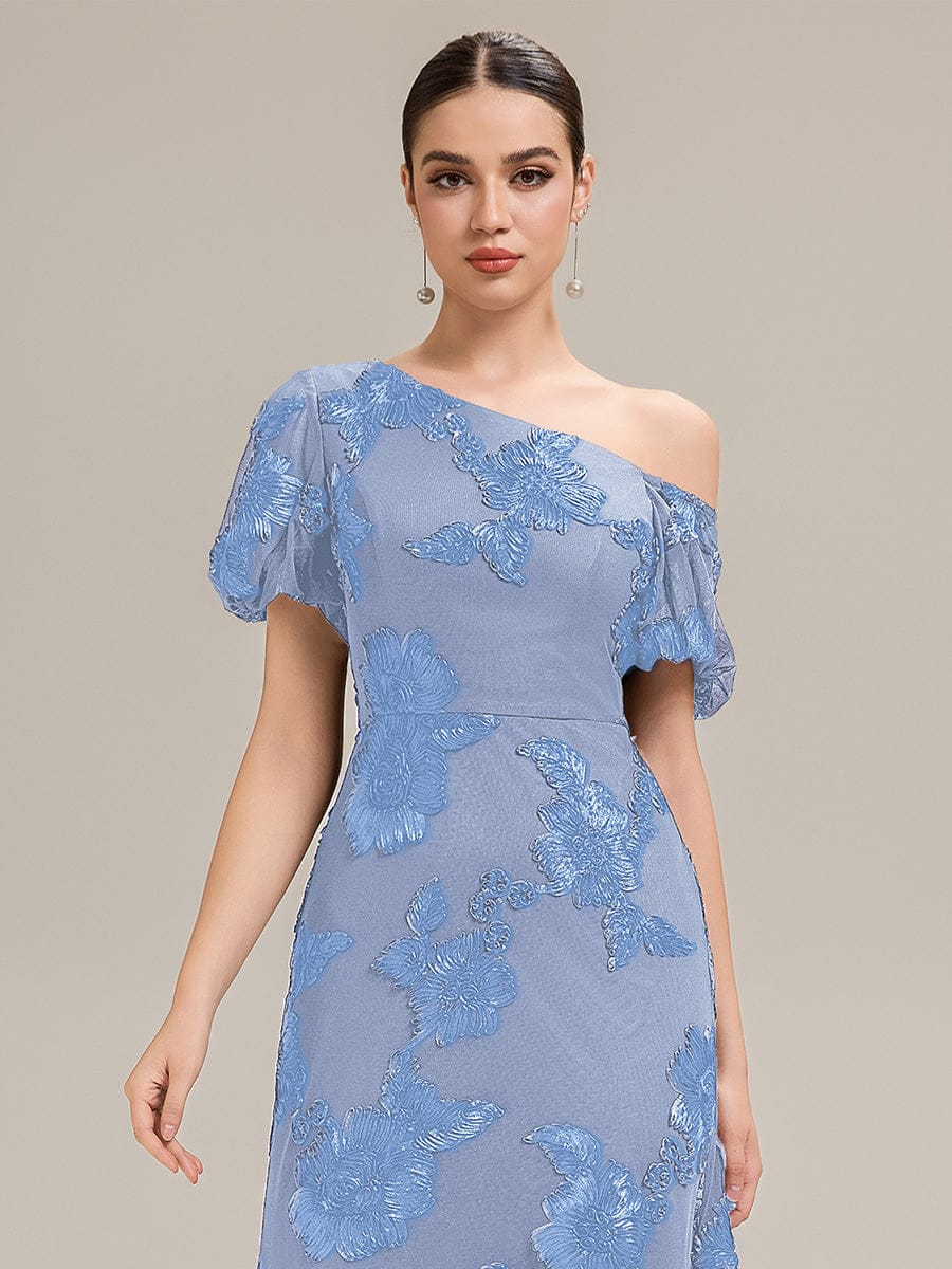 Mesh Embroidered Mermaid Evening Dress #color_Ice Blue