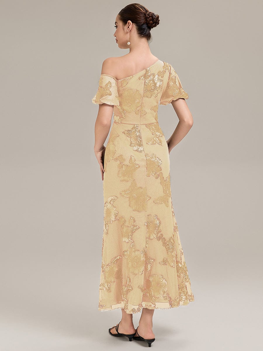 Mesh Embroidered Mermaid Evening Dress #color_Yellow