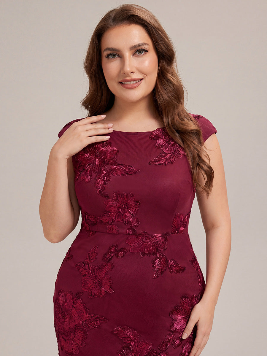 Jacquard bodycon Mermaid Evening Dress #color_Burgundy