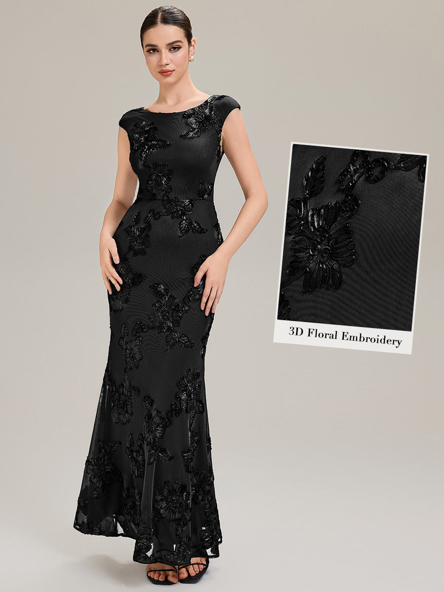 Jacquard bodycon Mermaid Evening Dress #color_Black