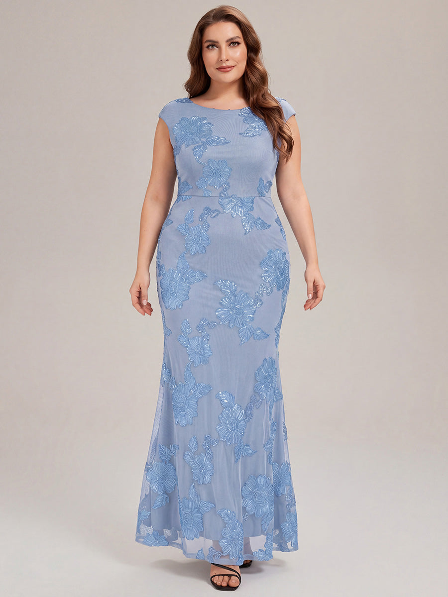 Jacquard bodycon Mermaid Evening Dress #color_Ice Blue