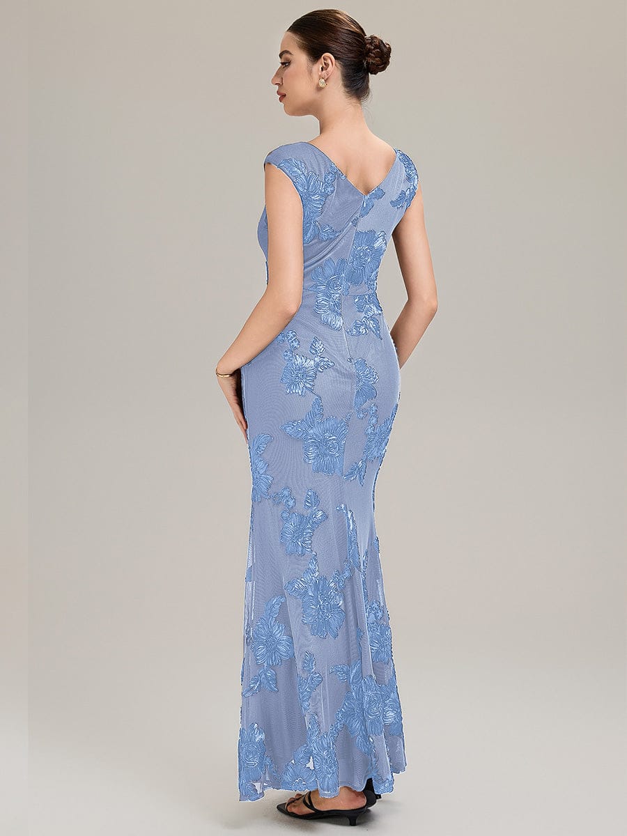 Jacquard bodycon Mermaid Evening Dress #color_Ice Blue