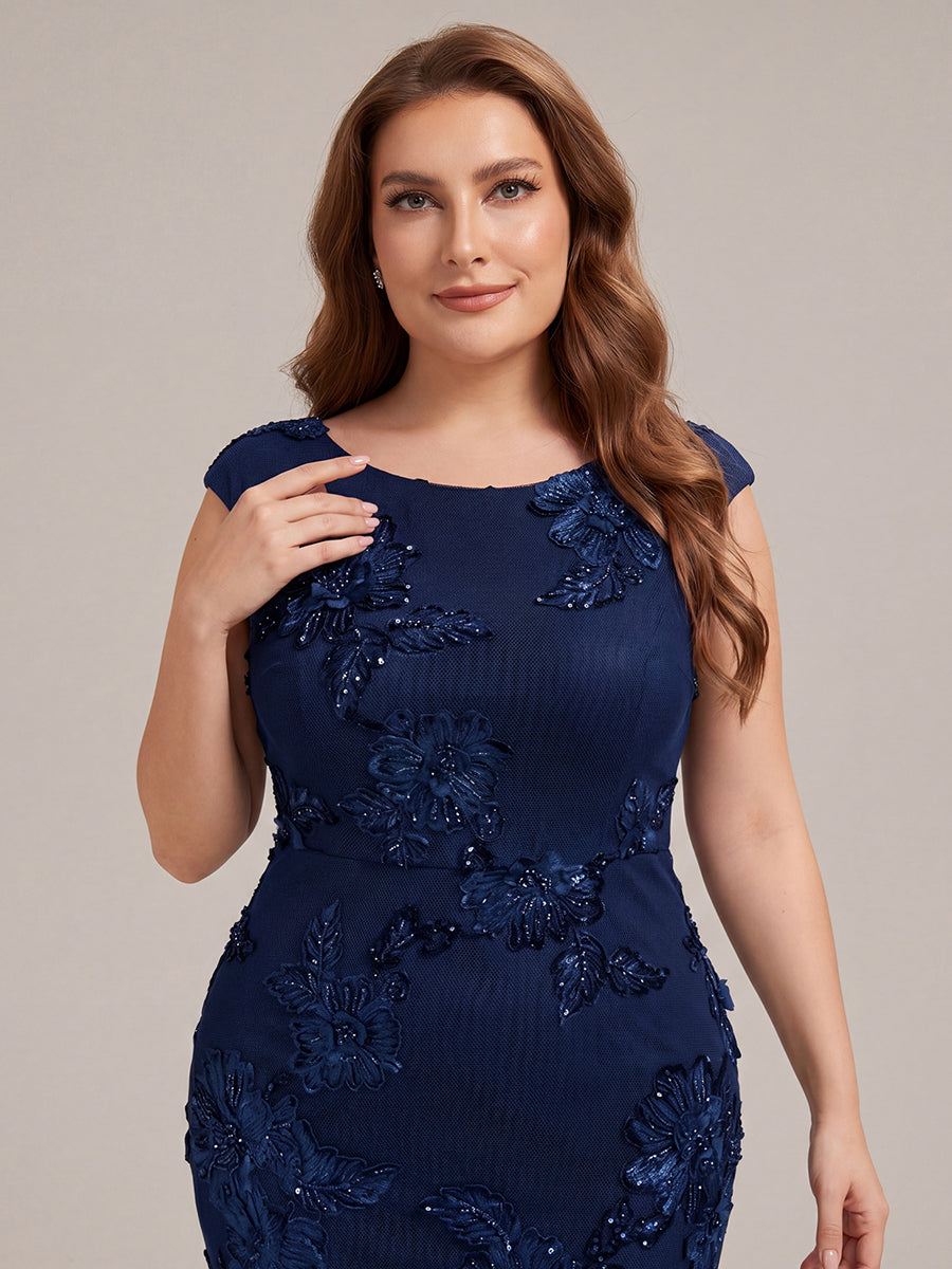 Jacquard bodycon Mermaid Evening Dress #color_Navy Blue