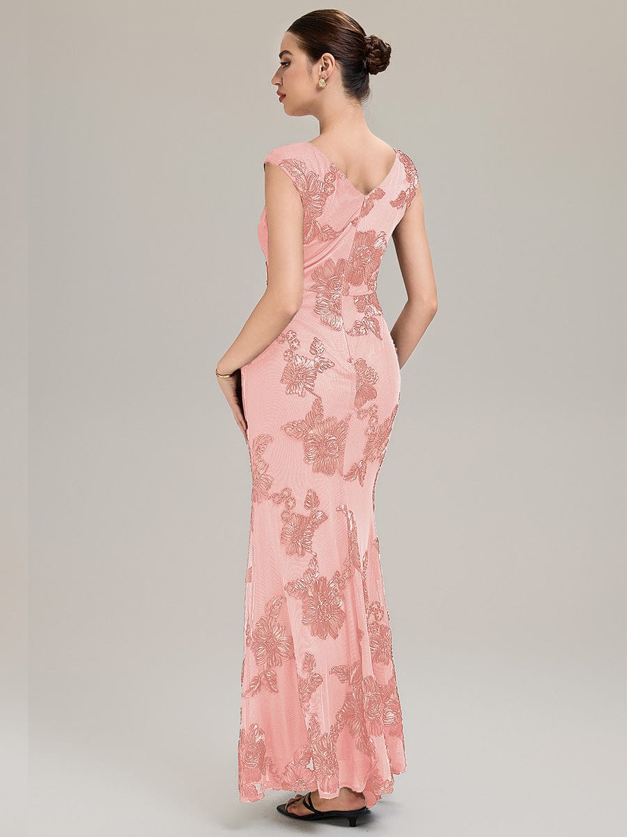 Jacquard bodycon Mermaid Evening Dress #color_Pink