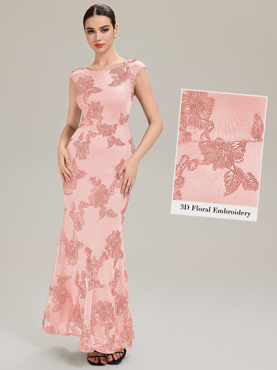 Jacquard bodycon Mermaid Evening Dress #color_Pink
