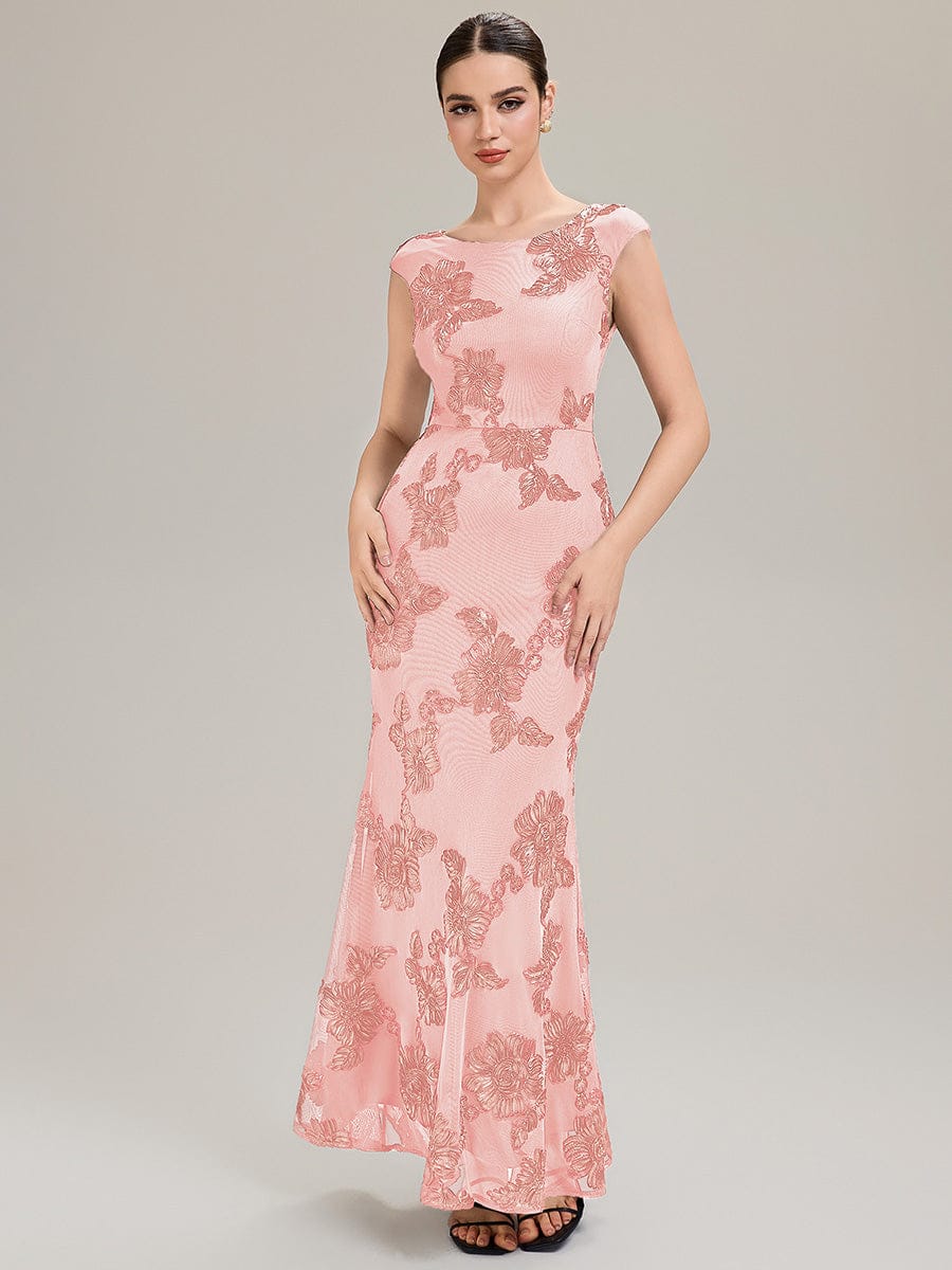 Jacquard bodycon Mermaid Evening Dress #color_Pink