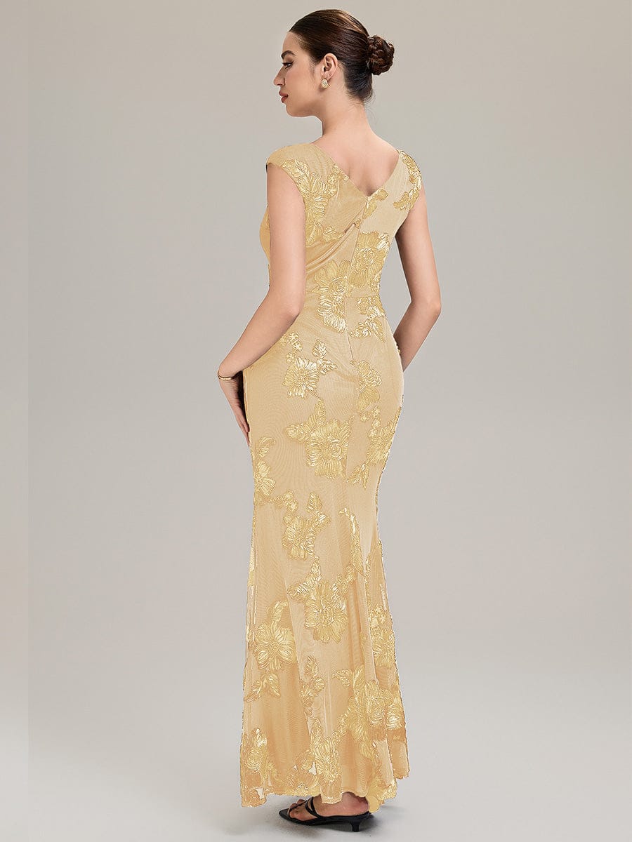 Jacquard bodycon Mermaid Evening Dress #color_Yellow