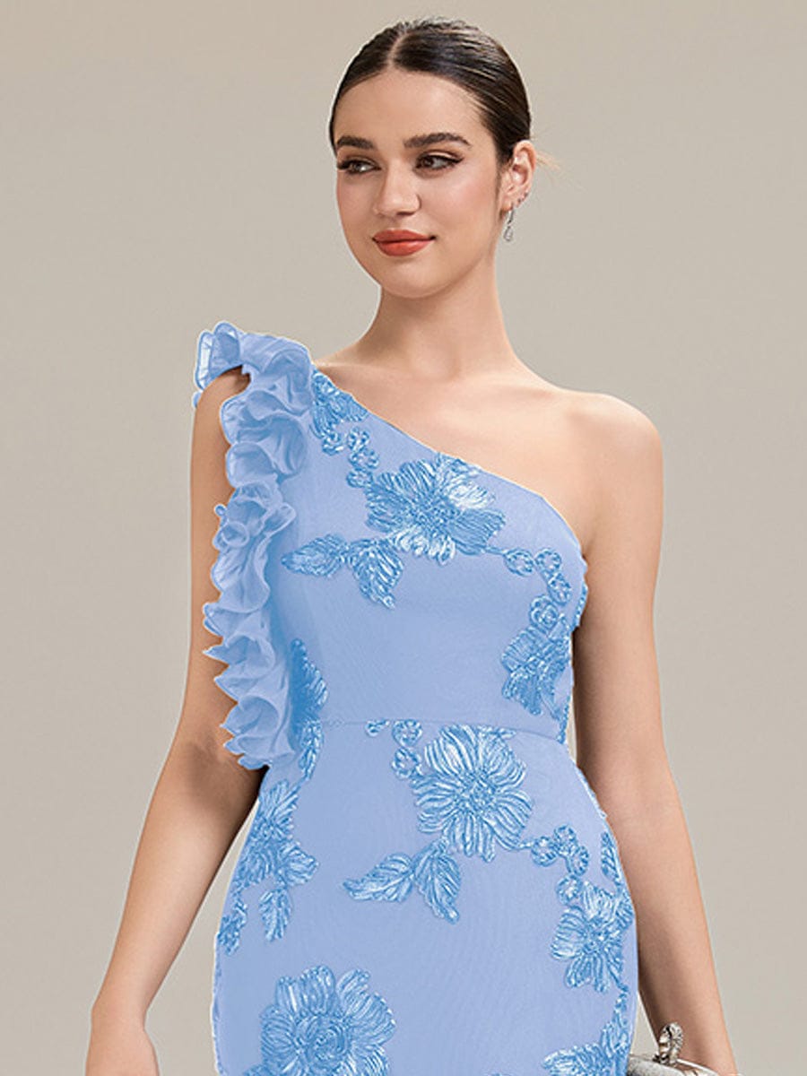 Jacquard Knit Sleeveless Evening Dress #color_Ice Blue