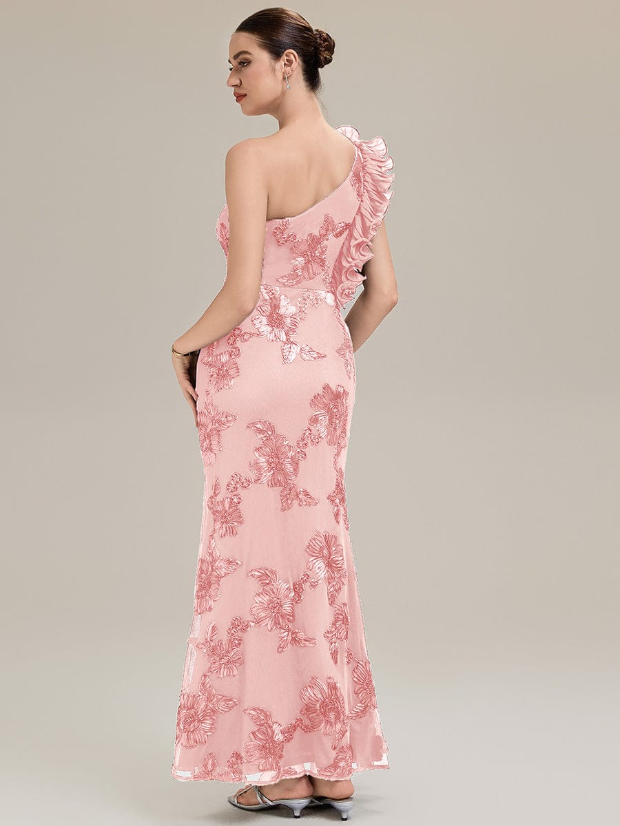 Jacquard Knit Sleeveless Evening Dress #color_Pink
