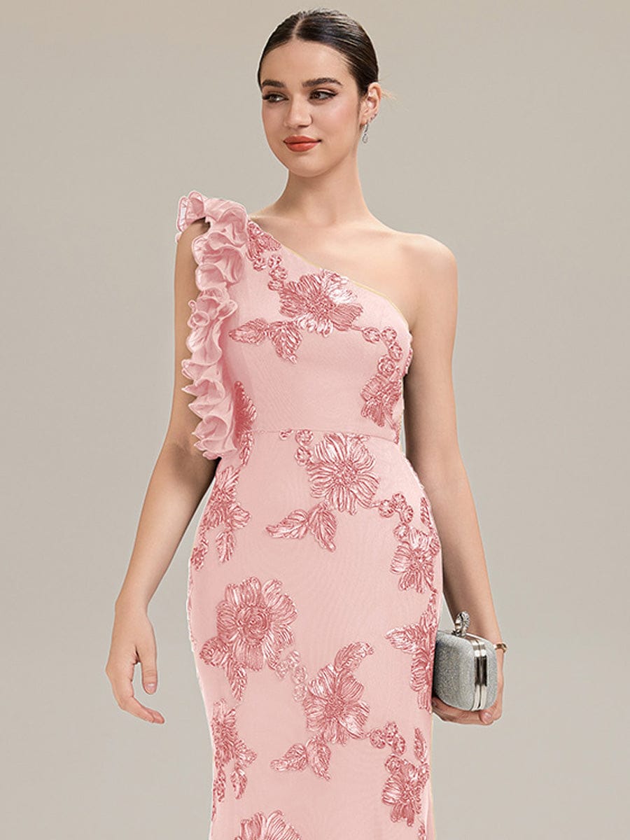 Jacquard Knit Sleeveless Evening Dress #color_Pink