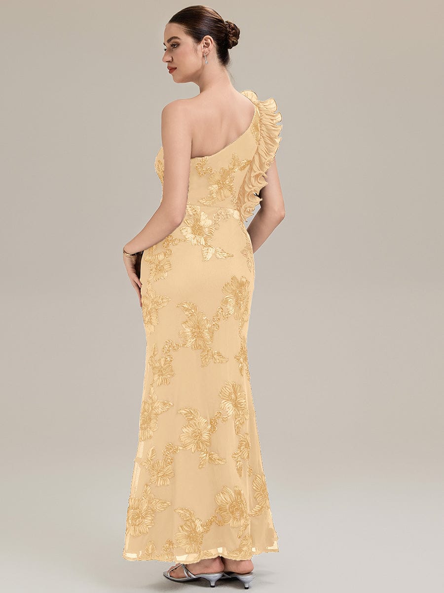 Jacquard Knit Sleeveless Evening Dress #color_Yellow