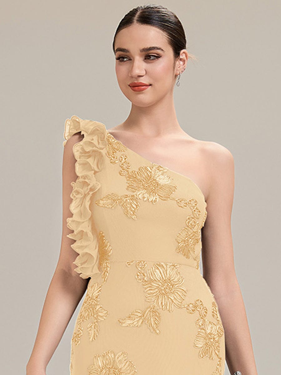 Jacquard Knit Sleeveless Evening Dress #color_Yellow