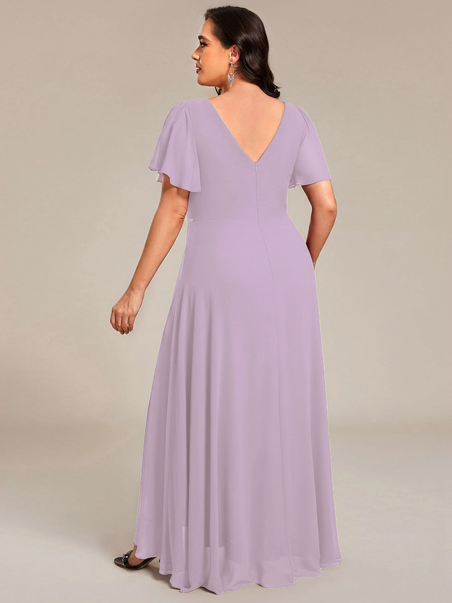 High-Low Flowy Chiffon Wedding Guest Dress #color_Frosted Lilac