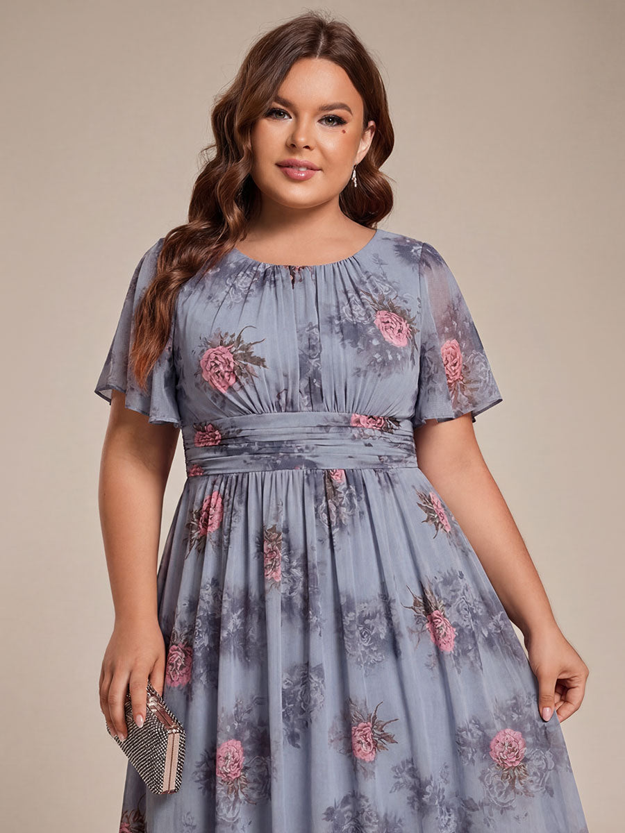 Chic A-Line Pleated Knee-Length Flowy Chiffon Wedding Guest Dress #color_Dusty Peony