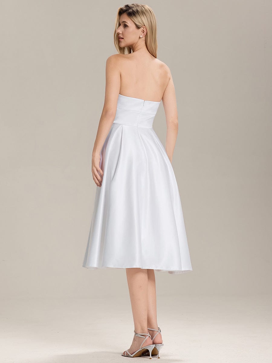 Satin Strapless A-Line Wedding Guest Dress #color_White