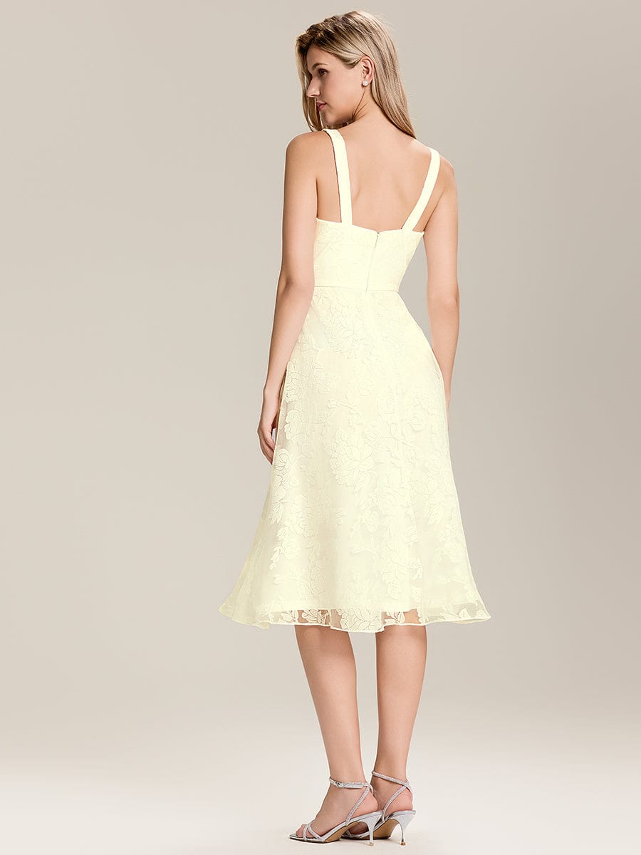 Floral Print Mesh Wedding Guest Dress With Pocket #color_Yellow