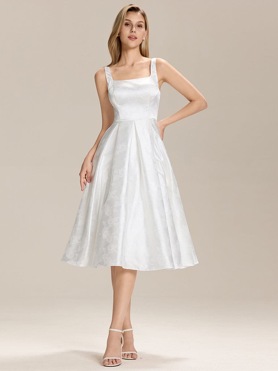 Satin Sleeveless Wedding Guest Dress With Pocket #color_White
