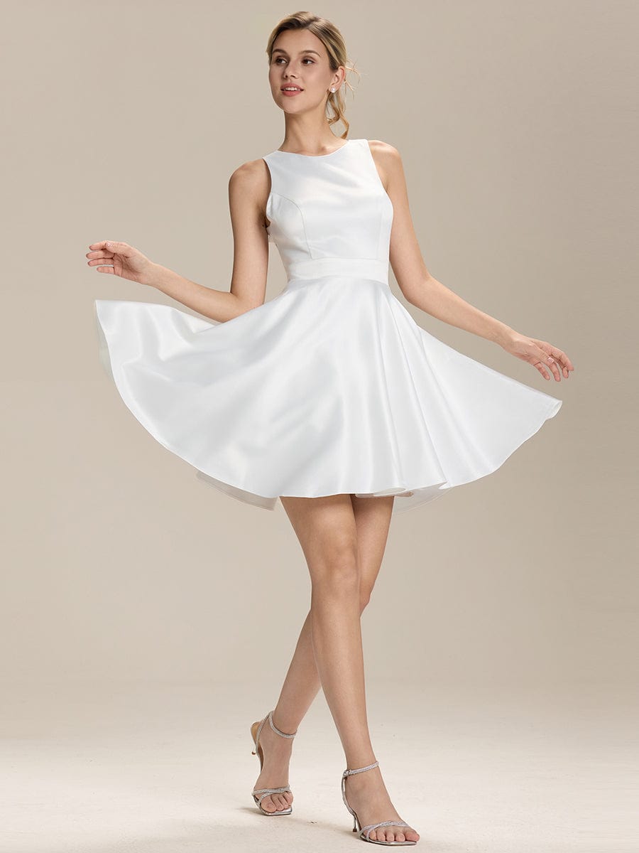 Satin Backless Wedding Guest Dress With Pocket #color_White