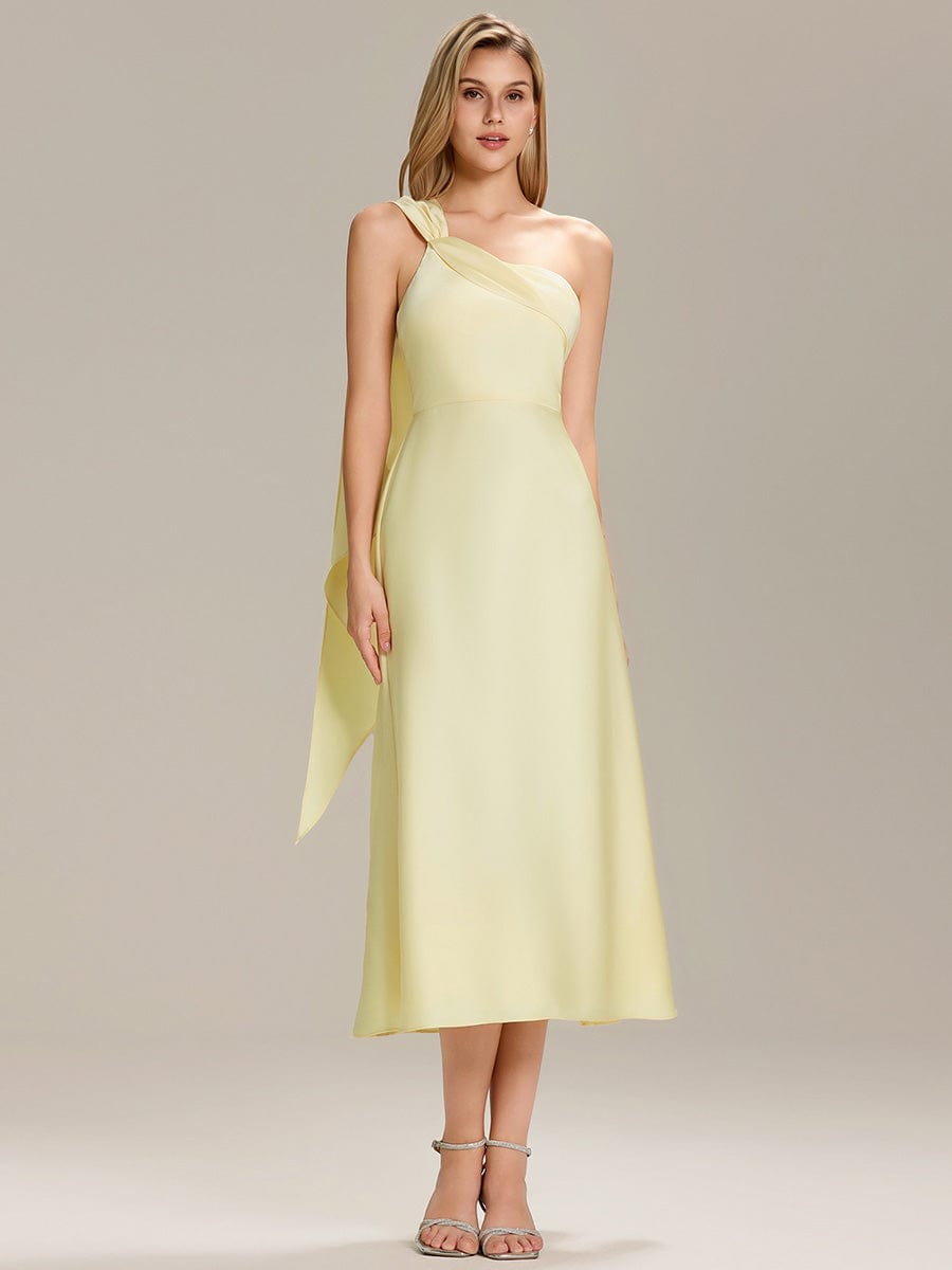 Satin Sleeveless Wrap Wedding Guest Dress #color_Yellow