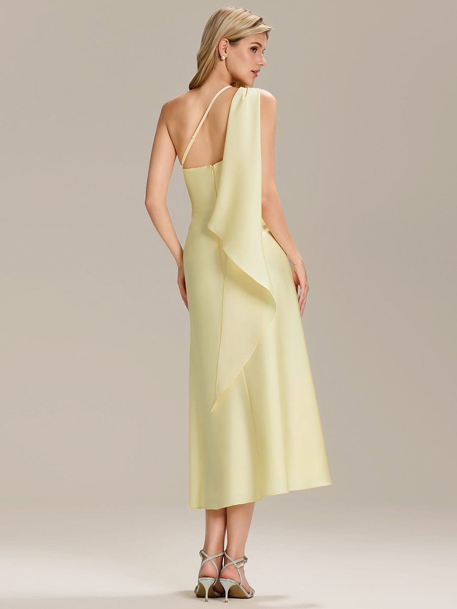 Satin Sleeveless Wrap Wedding Guest Dress #color_Yellow