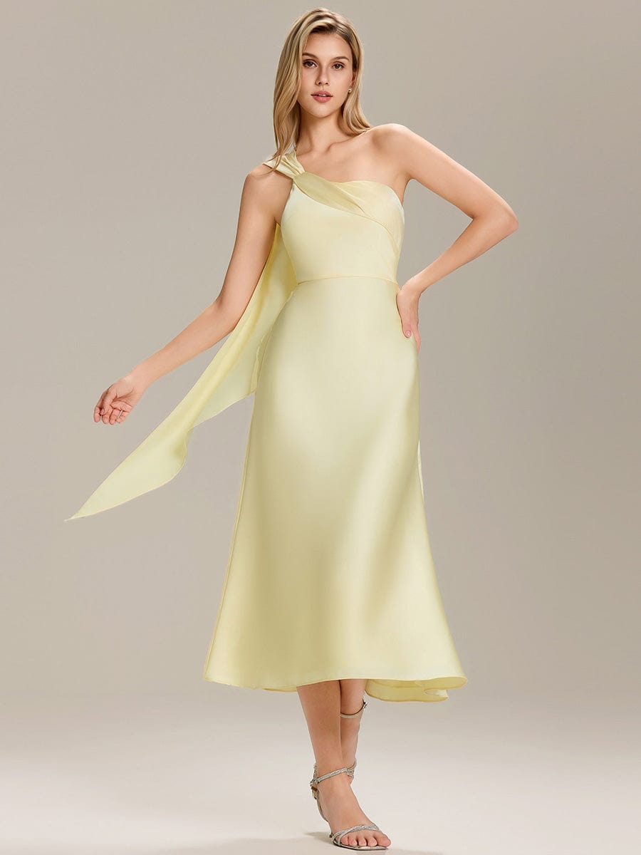 Satin Sleeveless Wrap Wedding Guest Dress #color_Yellow