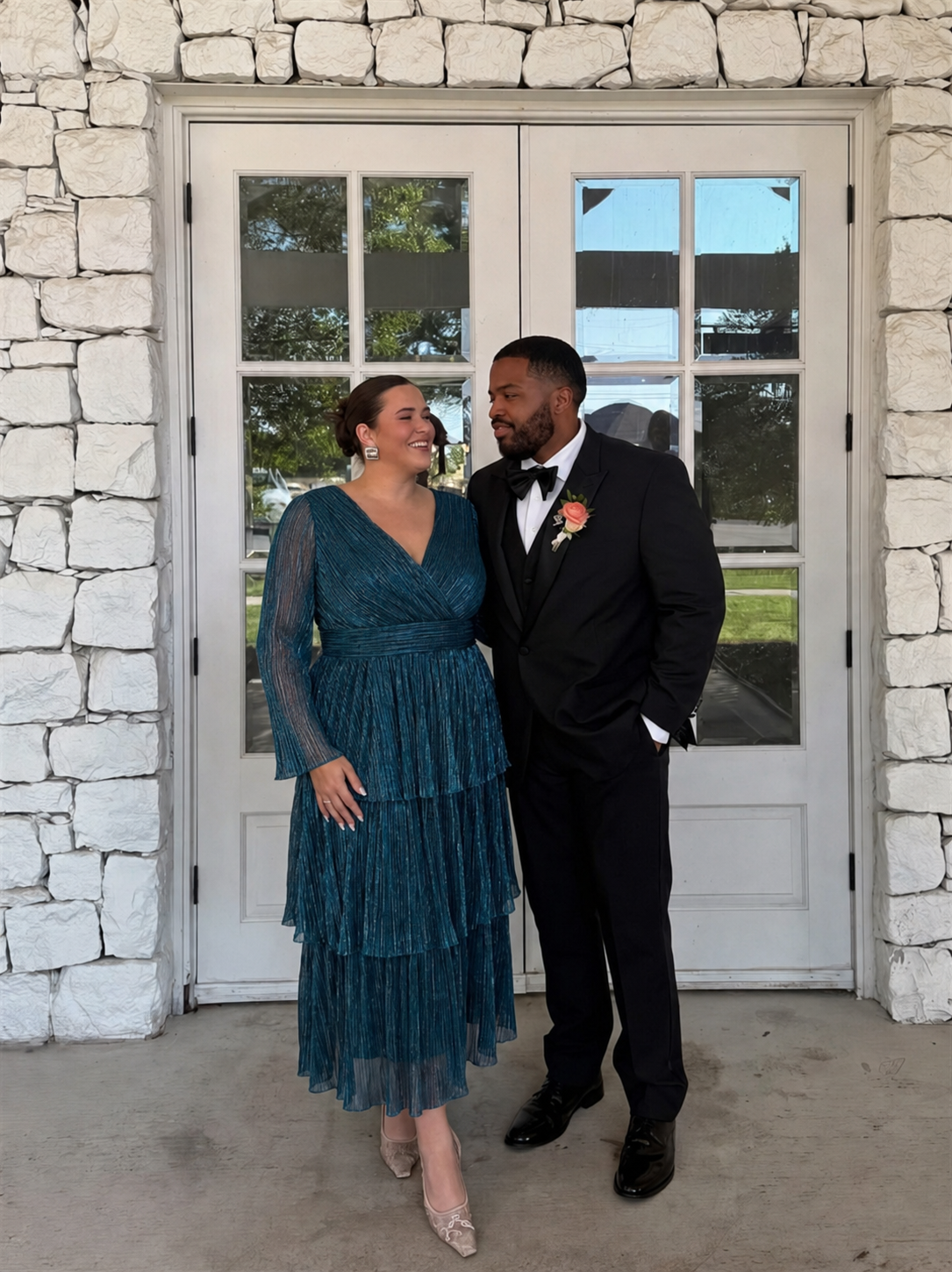 Plus Size Tiered Tulle Shimmer Wedding Guest Dress #color_Teal Blue