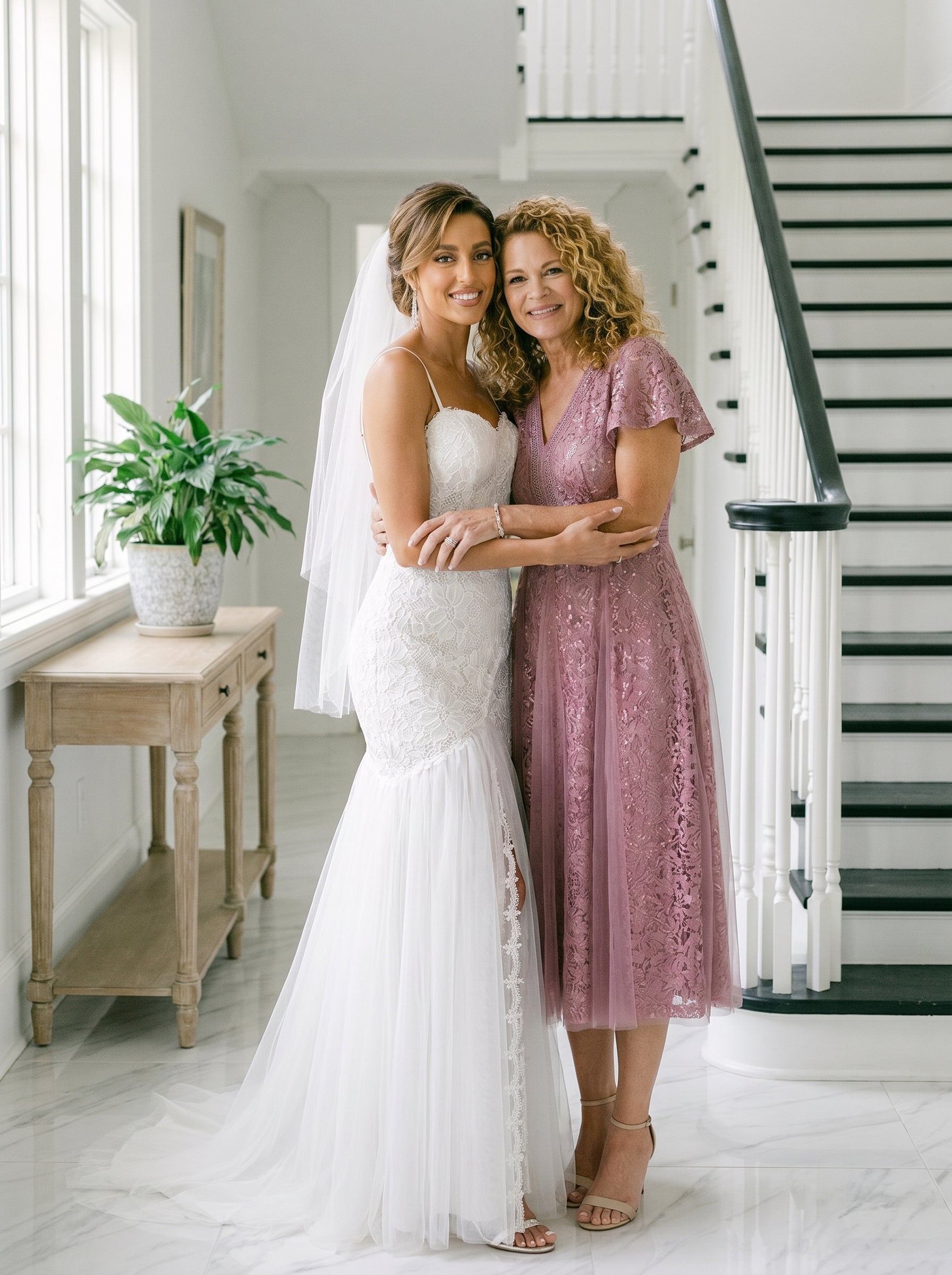 Lace Ruffle Sleeve A-Line Wedding Guest Dress #color_Purple Orchid