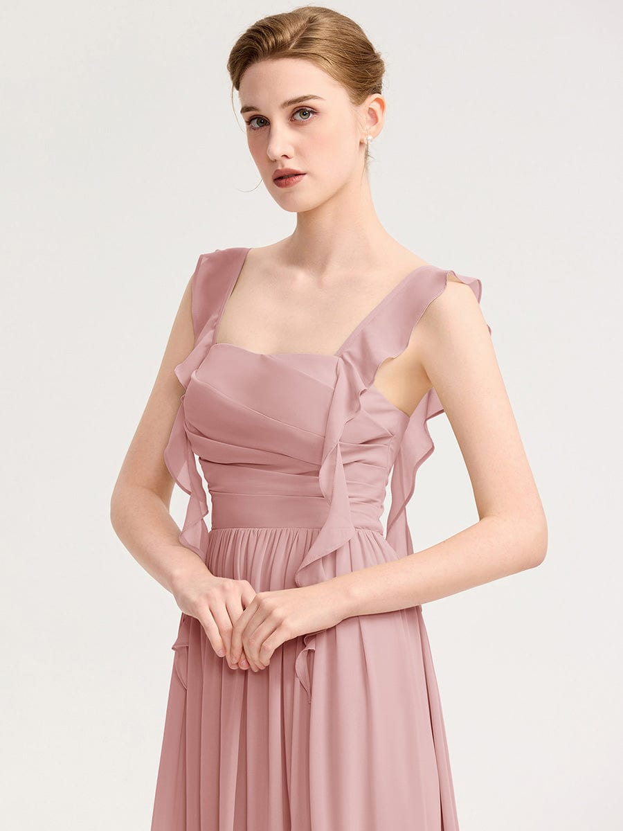 Flowing Ribbon Chiffon Bridesmaid dress #color_Dusty Rose