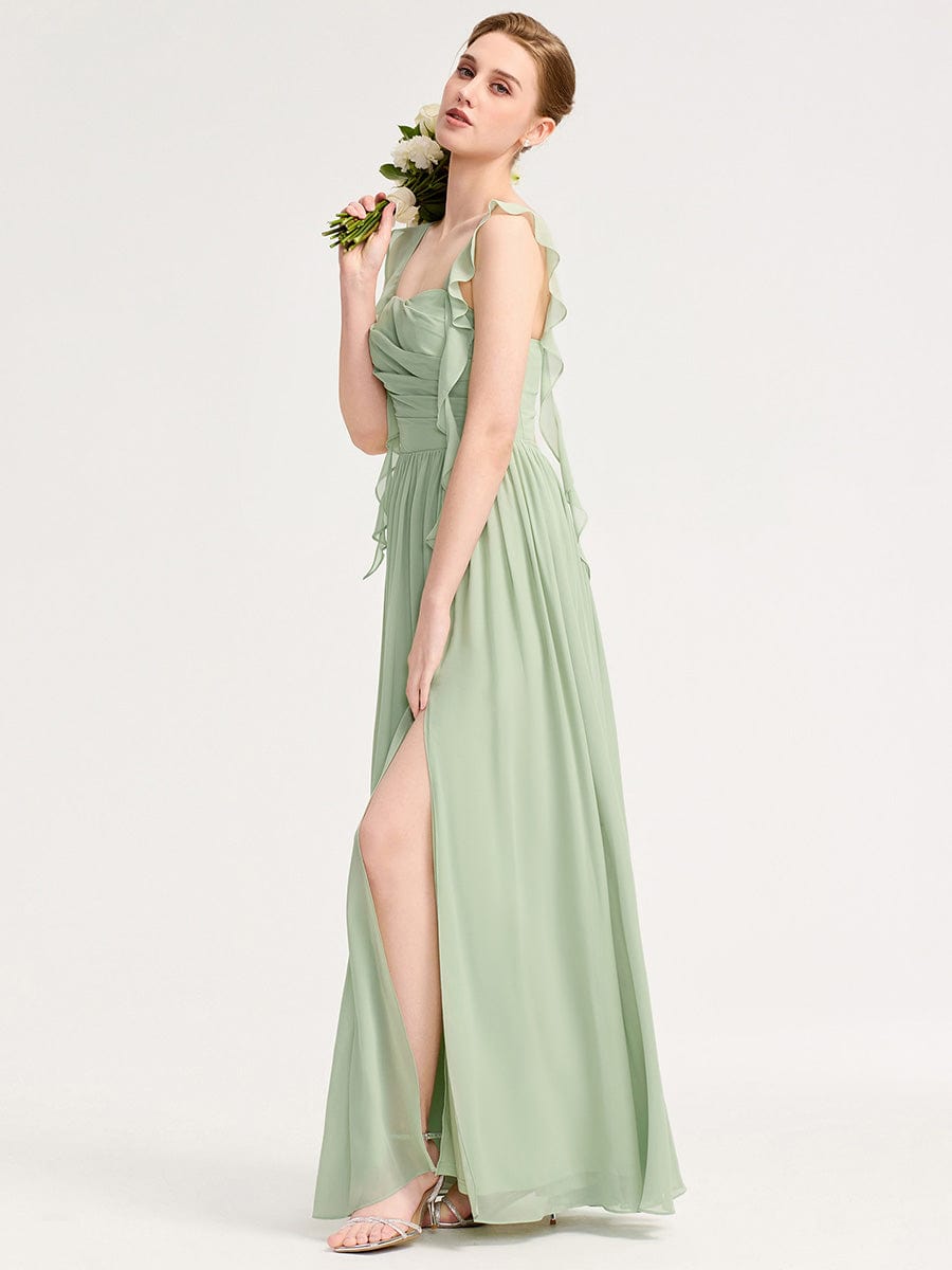 Flowing Ribbon Chiffon Bridesmaid dress #color_Mint Green
