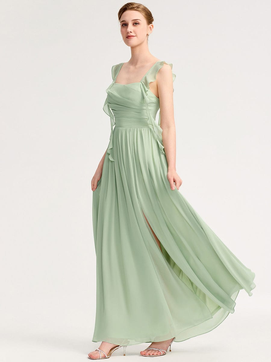 Flowing Ribbon Chiffon Bridesmaid dress #color_Mint Green