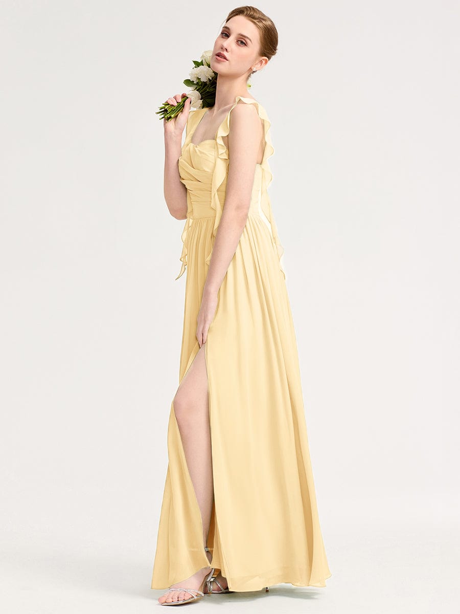 Flowing Ribbon Chiffon Bridesmaid dress #color_Yellow