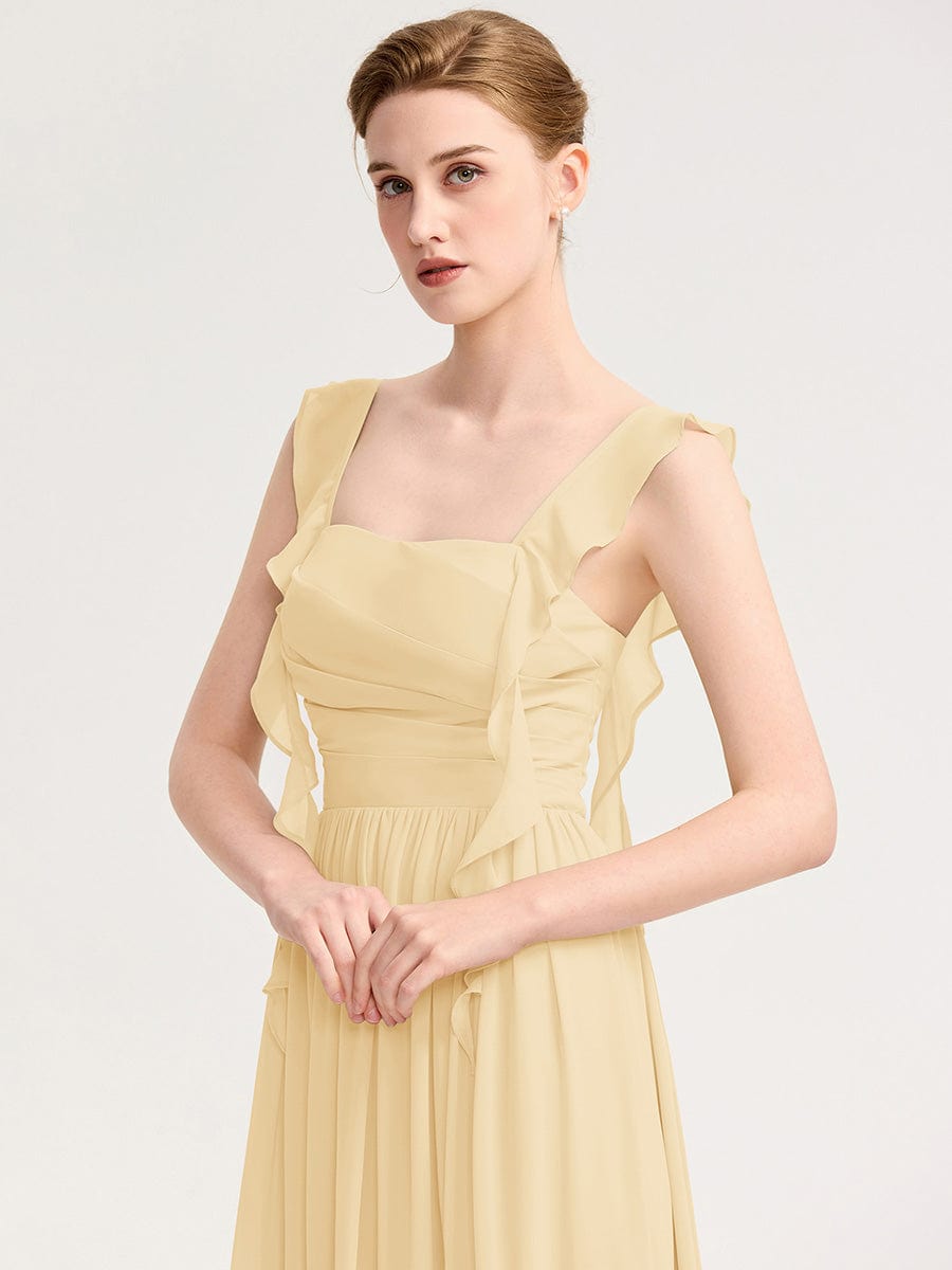 Flowing Ribbon Chiffon Bridesmaid dress #color_Yellow