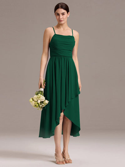ever ARLYS|Asymmetrical Hem Strappy Chiffon A-Line Backless Bridesmaid Dress