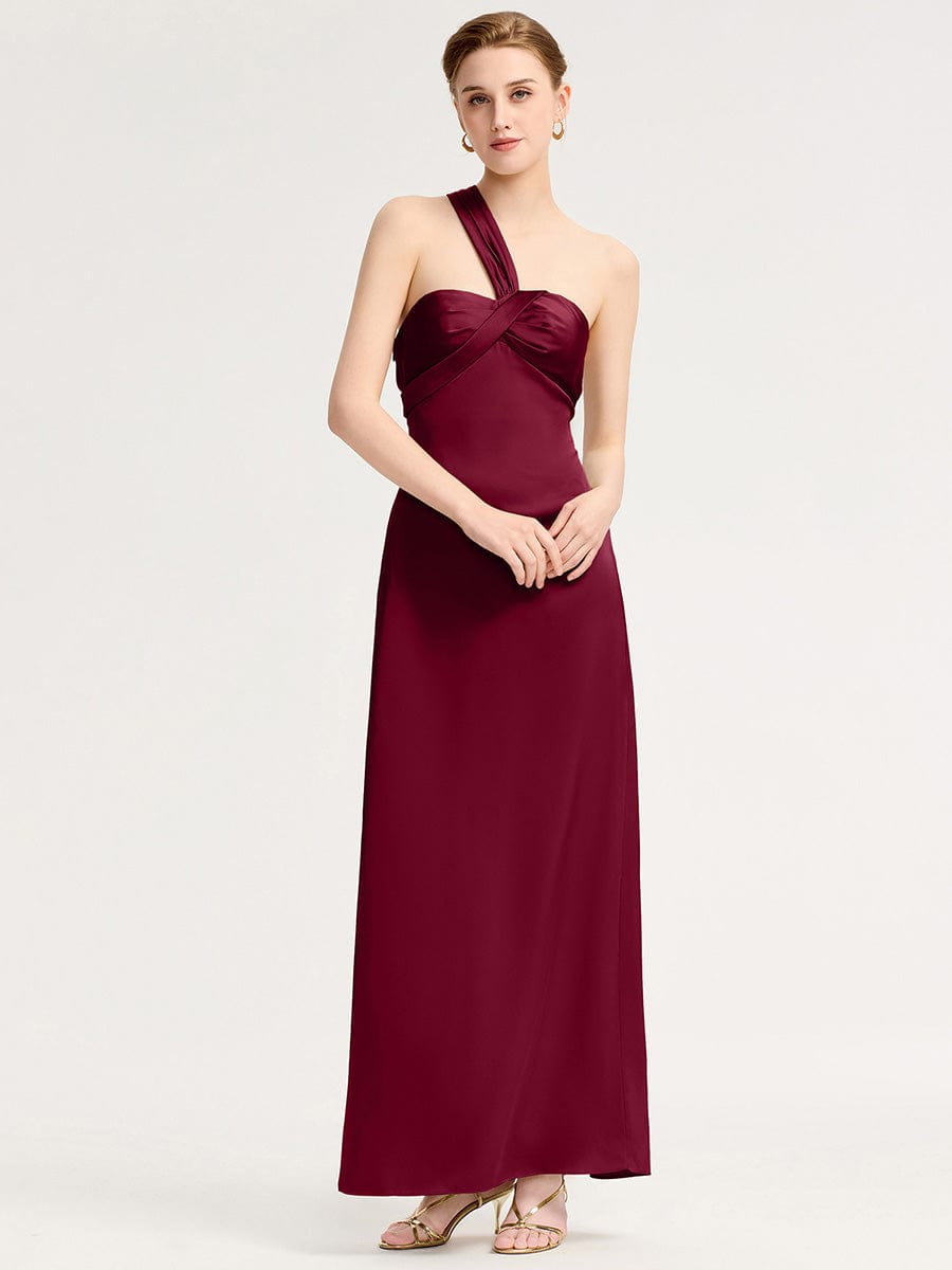 Twist Knot Satin Mermaid Bridesmaid dress #color_Burgundy