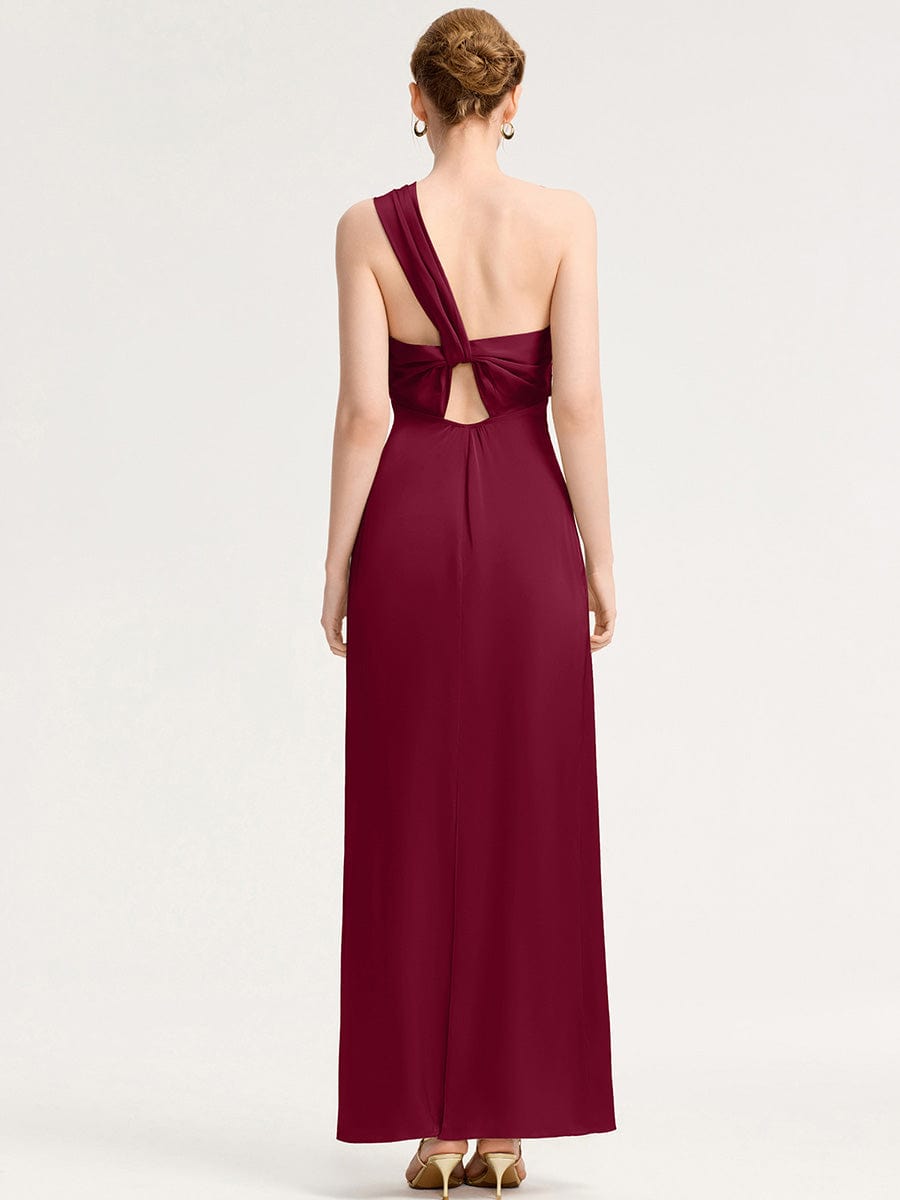 Twist Knot Satin Mermaid Bridesmaid dress #color_Burgundy