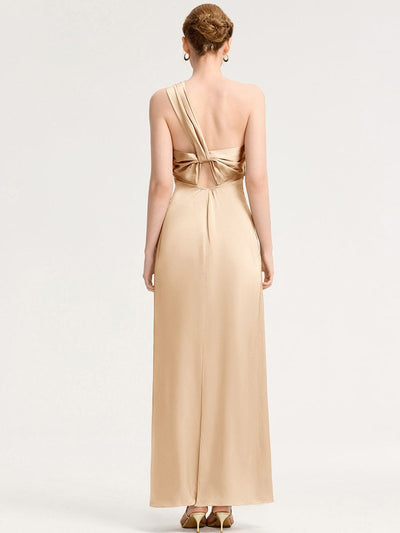 Twist Knot Satin Mermaid Bridesmaid dress #color_Champagne