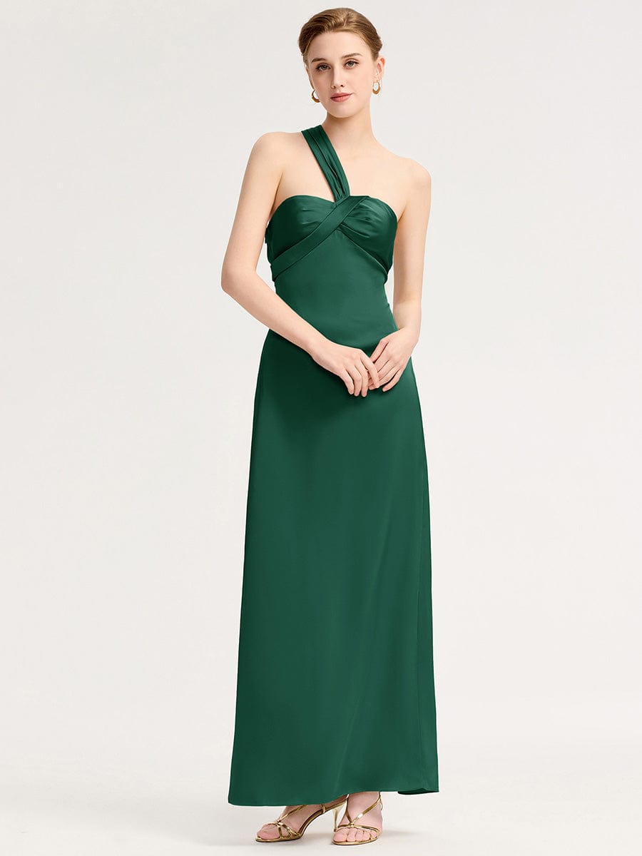 Twist Knot Satin Mermaid Bridesmaid dress #color_Dark Green