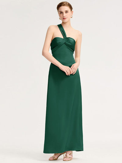 Twist Knot Satin Mermaid Bridesmaid dress #color_Dark Green