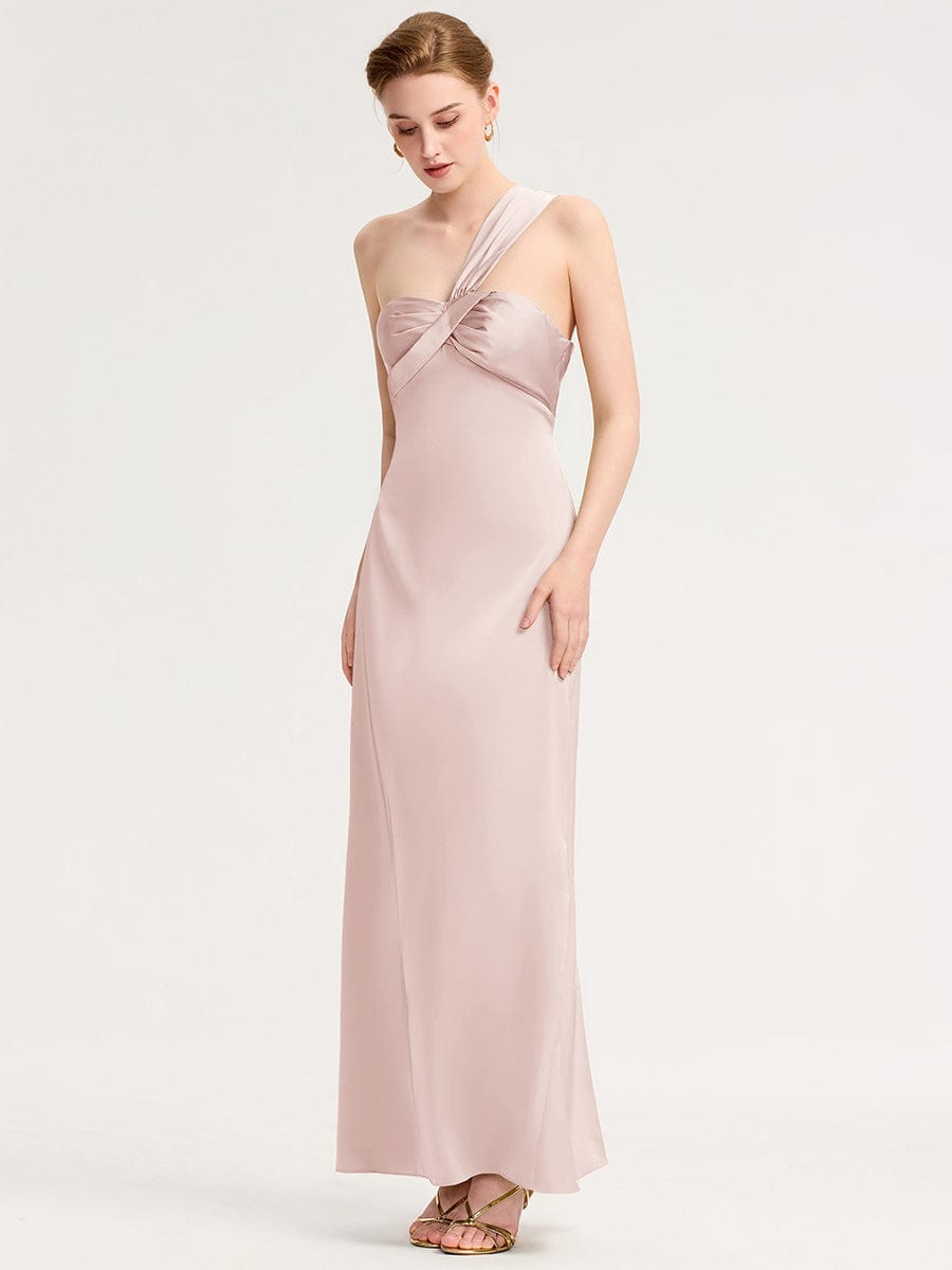 Twist Knot Satin Mermaid Bridesmaid dress #color_Pink