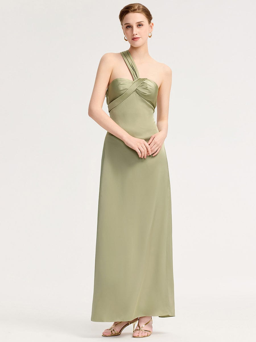 Twist Knot Satin Mermaid Bridesmaid dress #color_Sage Green