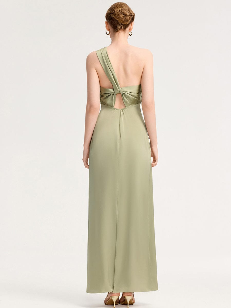 Twist Knot Satin Mermaid Bridesmaid dress #color_Sage Green
