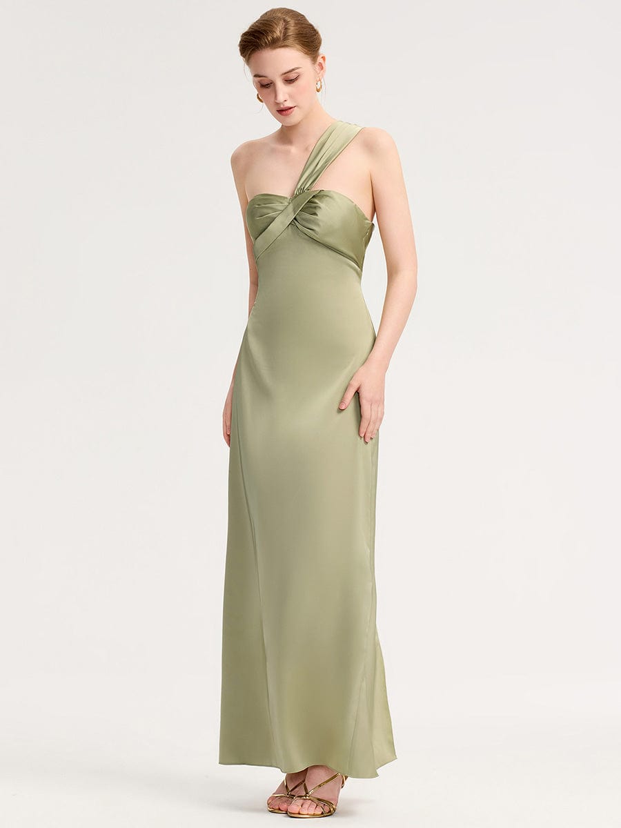 Twist Knot Satin Mermaid Bridesmaid dress #color_Sage Green