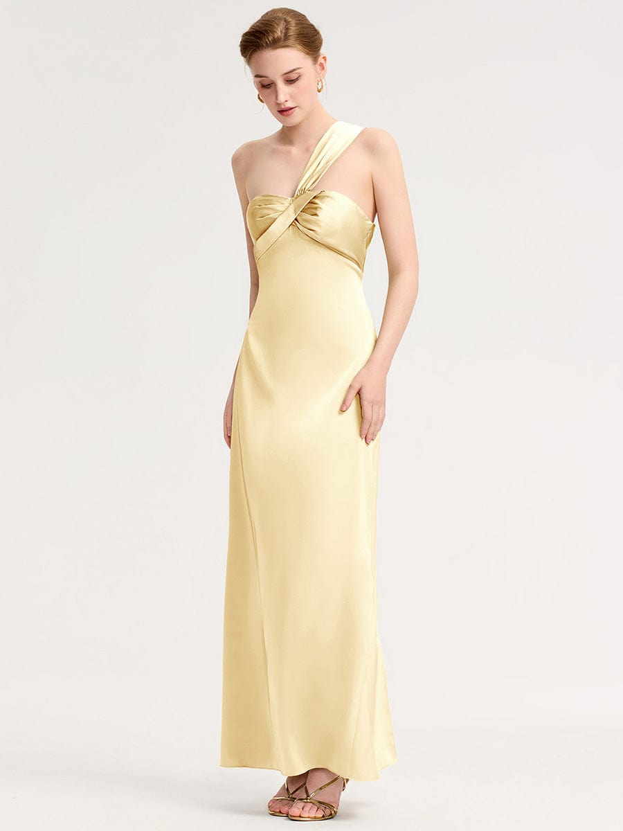 Twist Knot Satin Mermaid Bridesmaid dress #color_Yellow