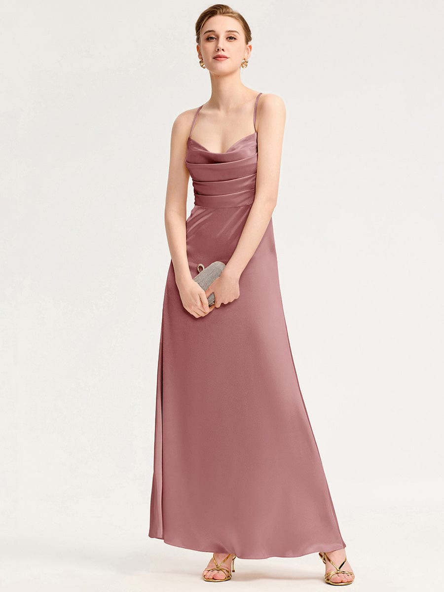 Backless Satin Bridesmaid dress #color_Purple Orchid