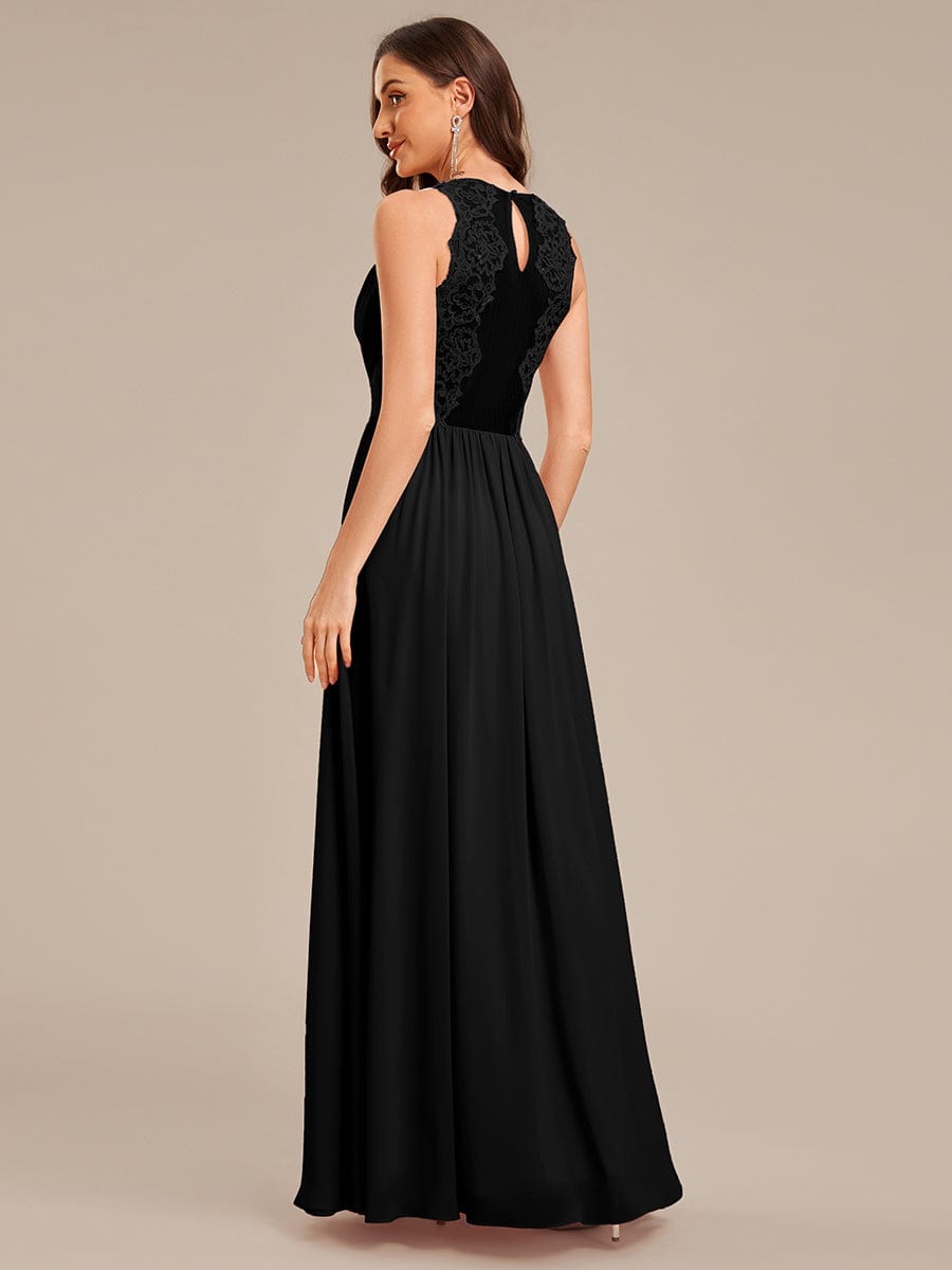 Applique Chiffon Sleeveless Bridesmaid Dress #color_Black
