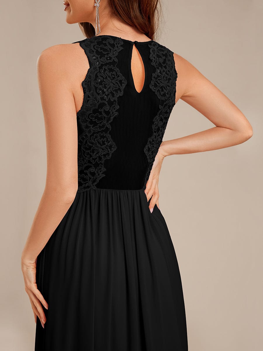 Applique Chiffon Sleeveless Bridesmaid Dress #color_Black
