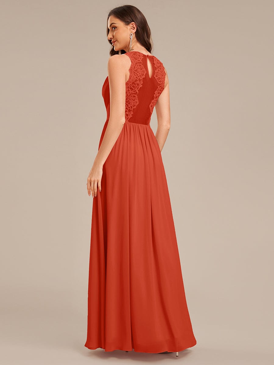 Applique Chiffon Sleeveless Bridesmaid Dress #color_Burnt Orange