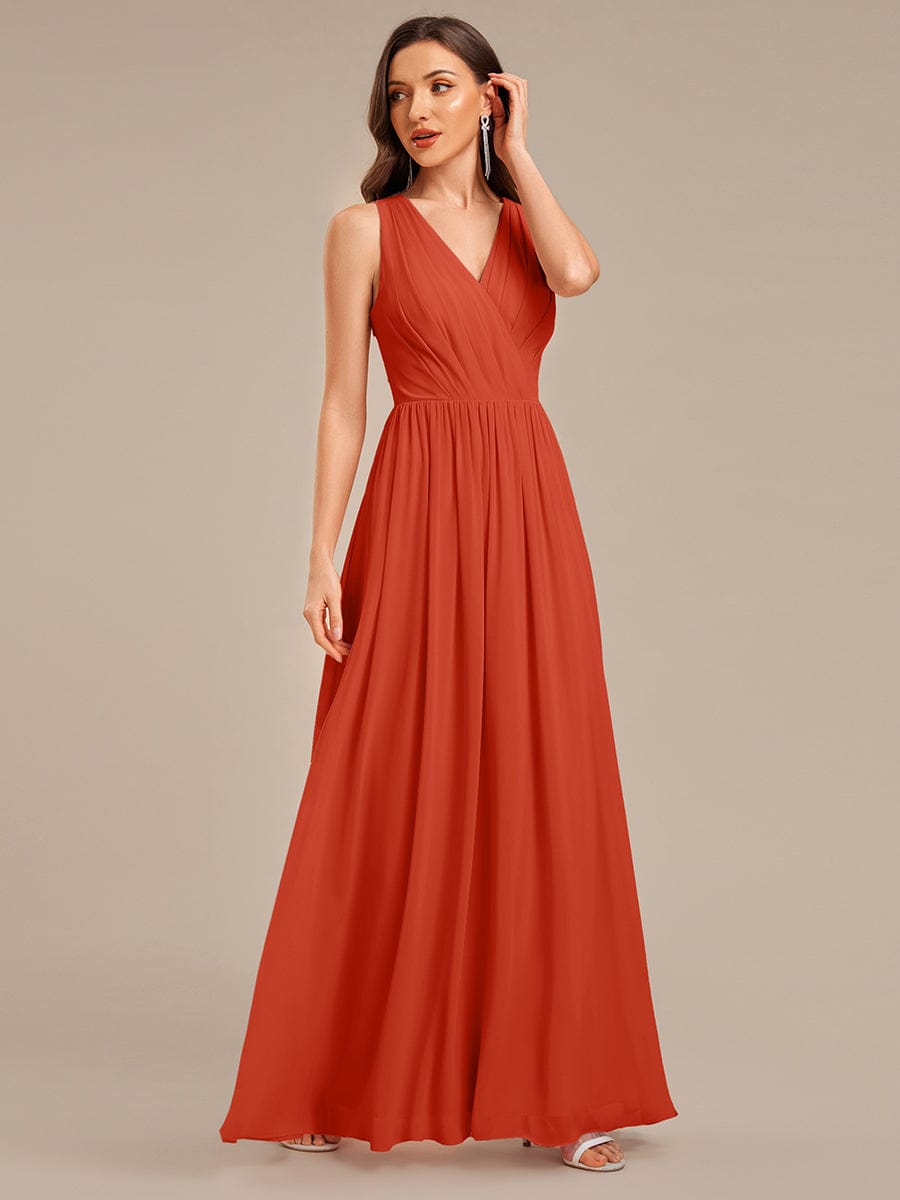 Applique Chiffon Sleeveless Bridesmaid Dress #color_Burnt Orange